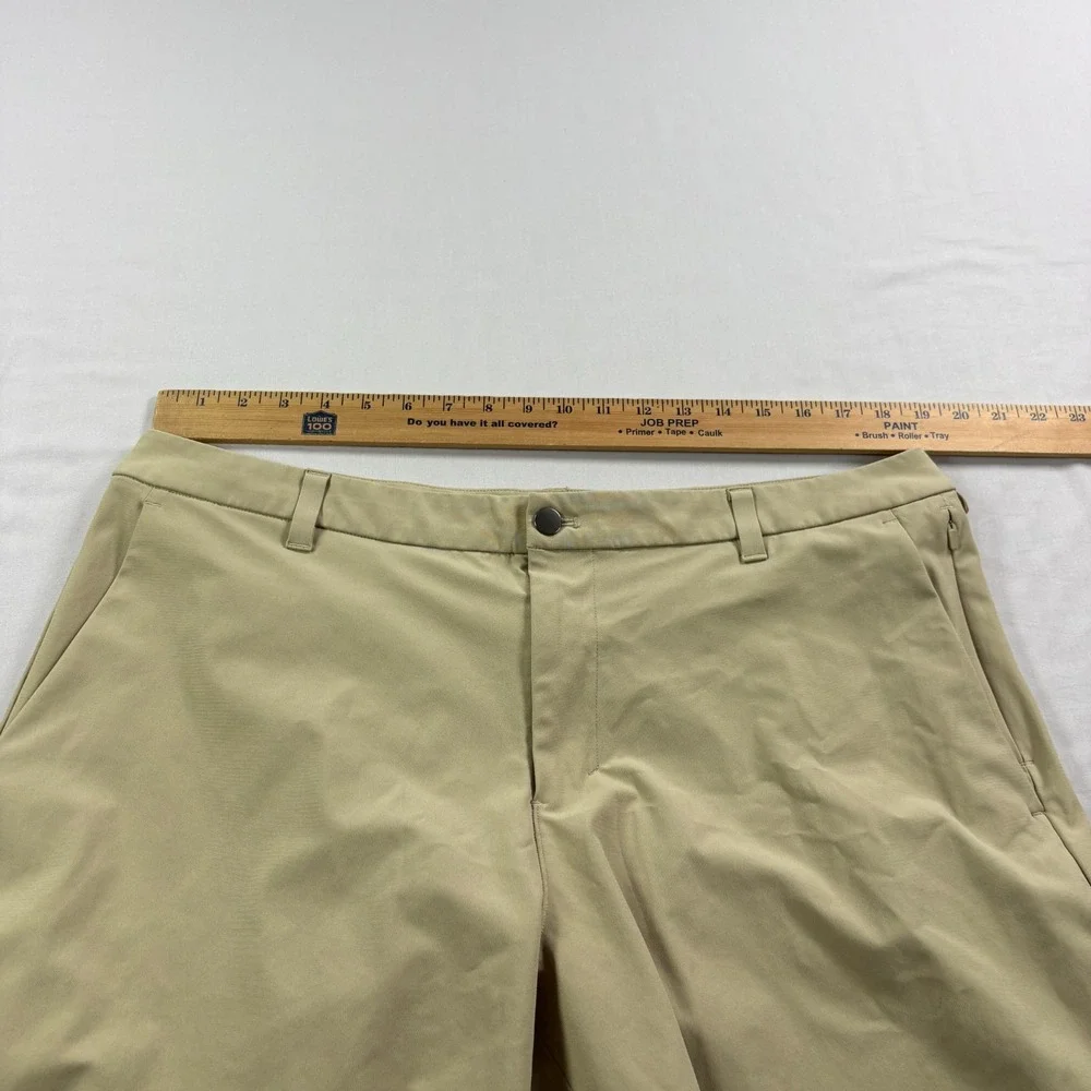 Lululemon Commission Shorts Mens Size 38 Beige Chino Warpstreme Tech Stretch